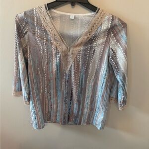 Elegant Multicolor V-Neck Women's Top. #A0015